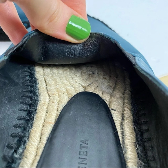 Bottega Veneta Leather Woven Espadrilles Mens 5 / 38 Slide On Shoes Blue Black - Picture 6 of 14